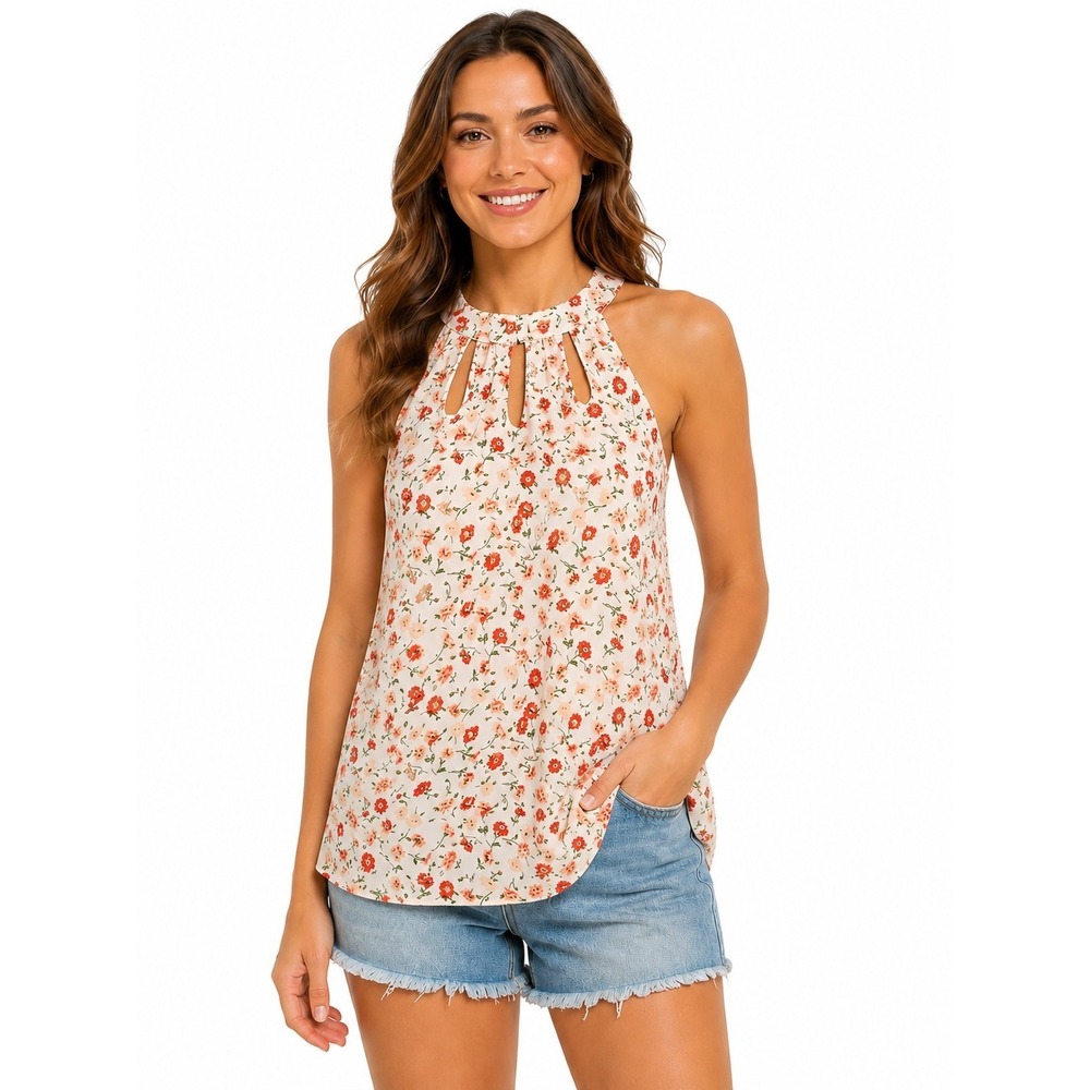 7th Avenuel Floral Sleeveless Keyhole Womens Size Small Summer Vacation Resort